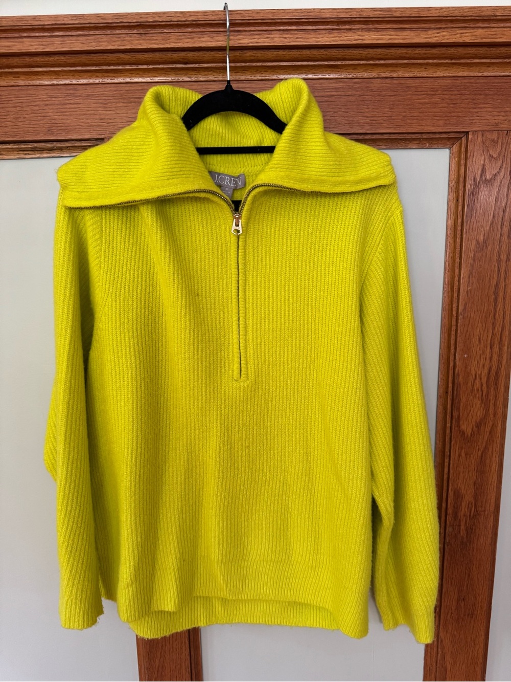 J. Crew Half-Zip Ribbed Sweater - Bright Yellow/green